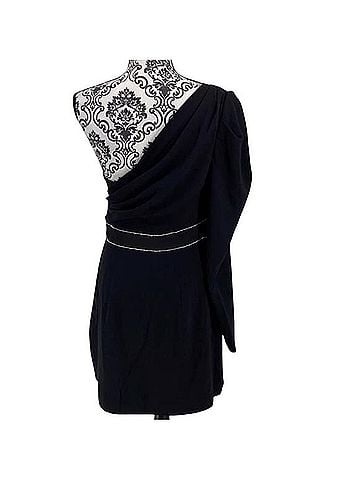 Bebe One Shoulder Crepe Mini Dress Cocktail Dress (view 2)