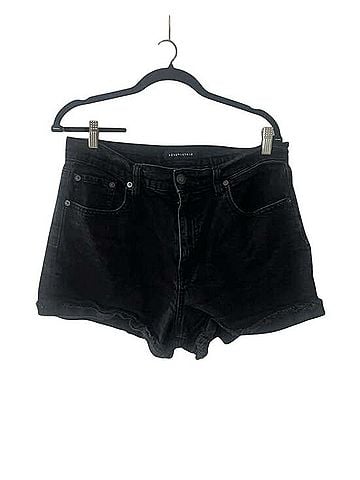 Aeropostale High-Waisted Black Denim Shorts with Raw Hem Jeans (view 1)