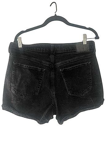 Aeropostale High-Waisted Black Denim Shorts with Raw Hem Jeans (view 2)