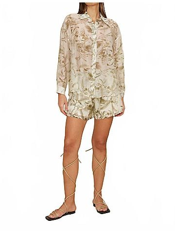 Lucy Paris Cera Button Down Shirt in Ivory/Olive (view 2)