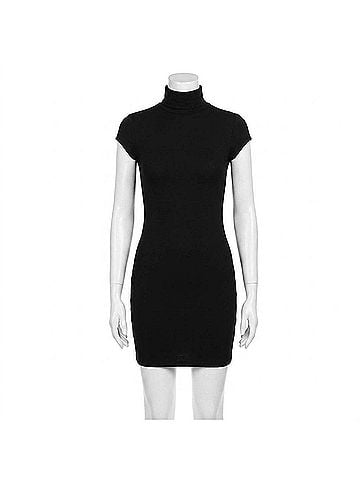 Susana Monaco Mock Neck Open Back Mini Dress in Black (view 1)