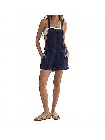 Bella Dahl Button Shortall Romper in Navy (view 2)