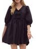 Entro Solid Black Bow Front Mini Dress Size M - photo 2