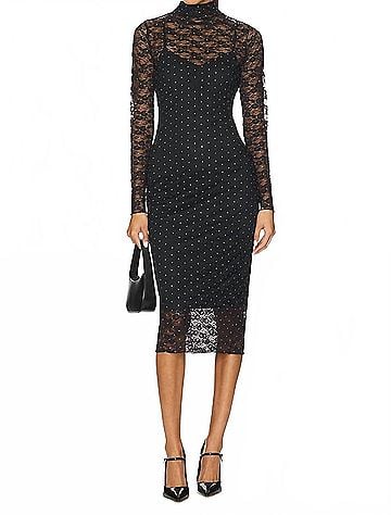 Steve Madden Vivienne Studded Lace Dress in Black (view 2)