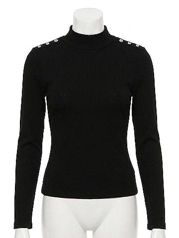 Veronica Beard Women's Nate Top With Buttons in Black (view 1)