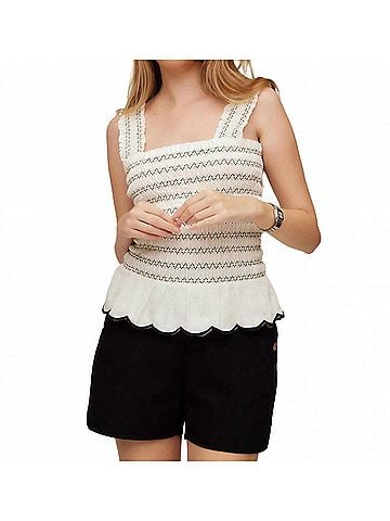 Fifteen Twenty Elliot Smocked Tank Top in Cream (view 2)