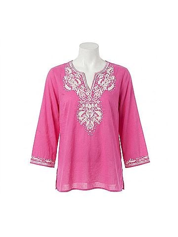 Karen Kane Prim Embroidered Tunic in Pink (view 1)