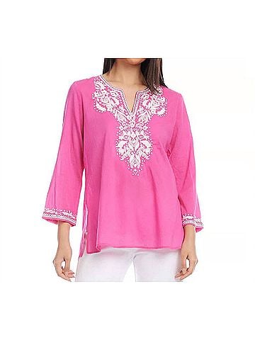Karen Kane Prim Embroidered Tunic in Pink (view 2)