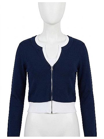 Central Park West Brooklyn Double Layer Cardigan in Navy (view 1)