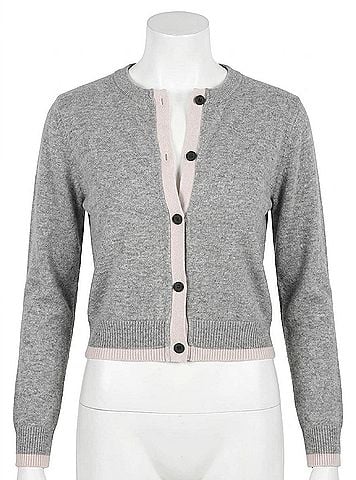 Olivaceous Colorblock Cardigan in Gray/Ecru (view 1)