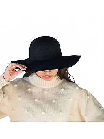 Dorfman Pacific Women's Wool Felt Big Brim Hat in Black (view 2)