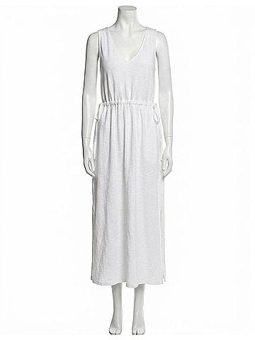 Lilla P Drawcord Waist Maxi Dress in White (view 1)