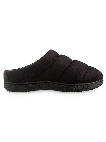Isotoner Women's Recycled Microsuede Puffer Clog 9/10 Slipper in Black (view 1)