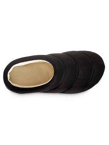 Isotoner Women's Recycled Microsuede Puffer Clog 9/10 Slipper in Black (view 2)