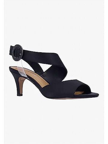J. Renee Women's Safira Instep Strap Sandals in Black Satin (view 2)