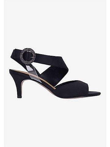J. Renee Women's Safira Instep Strap Sandals in Black Satin (view 1)