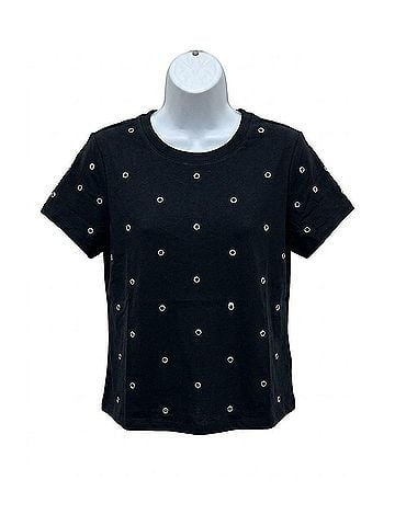 Sanctuary Women's Embellished Grommet Tees in Faded Black (view 1)