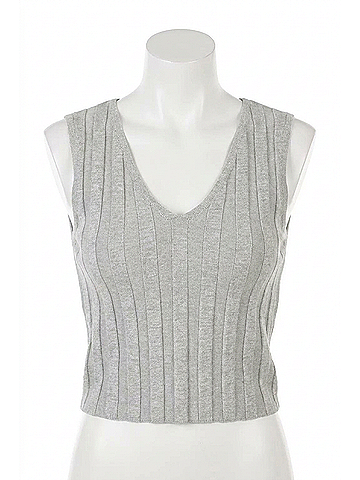 Electric & Rose Monteray Ribbed Knit Top in Light Grey (view 1)