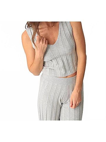 Electric & Rose Monteray Ribbed Knit Top in Light Grey (view 2)
