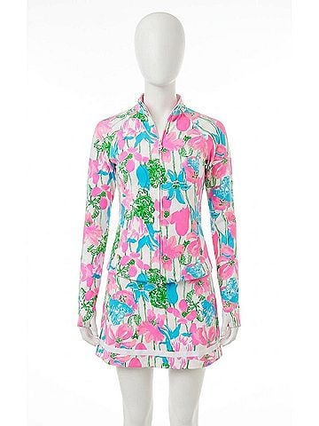Lilly Pulitzer Barbados Zip-Up Jacket in Resort White Viney Liney (view 1)