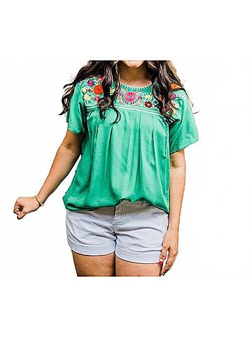 Layers Clothing Winnie Short Sleeve Top in Green (view 2)