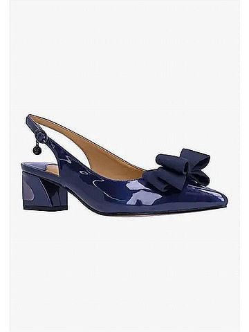 J. Renee Women's Kimma Sling Back Pumps in Navy Patent/Grosgrain (view 2)