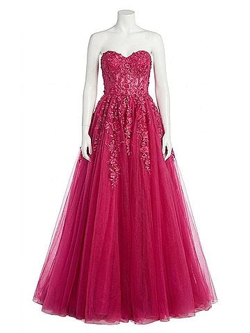 Jovani Embroidered Sweetheart Neckline Dress in Hot Pink (view 1)