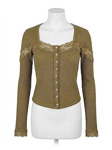 Free People Lets Party Cardigan in Gothic Olive (view 1)
