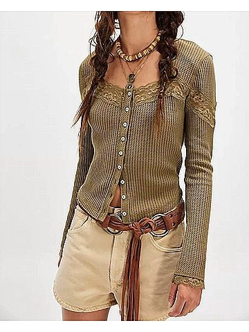 Free People Lets Party Cardigan in Gothic Olive (view 2)