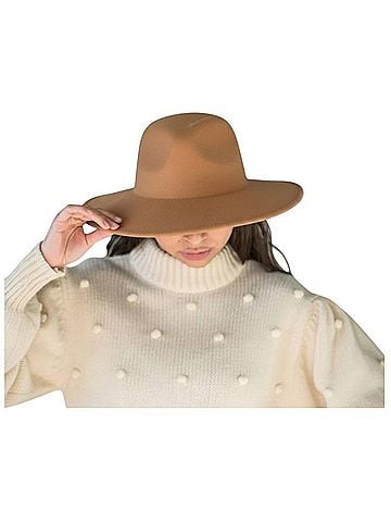 Dorfman Pacific Women's Wool Felt Big Brim Hat in Camel (view 2)