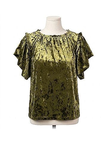 Ivy Jane Velvet Flounce Top in Olive (view 1)
