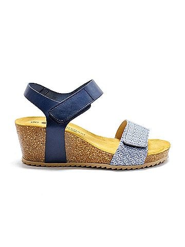 Eric Michael Women's Gypsy Cork Wedge Heel Sandals in Navy (view 1)