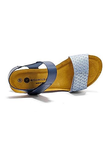 Eric Michael Women's Gypsy Cork Wedge Heel Sandals in Navy (view 2)