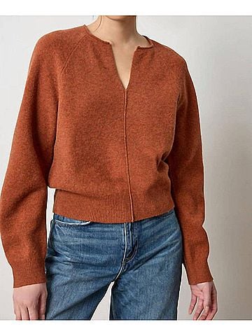 Lilla P Split Neck Raglan Pullover in Chutney (view 2)