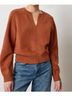 Lilla P Orange Split Neck Raglan Pullover in Chutney Size M - photo 2