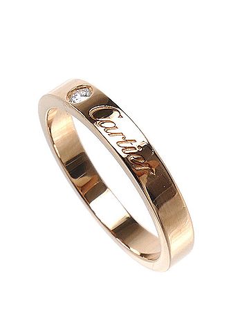 Cartier CARTIER Cartier 18KPG Pink Gold C de Wedding Ring with 1 Diamond B4086453 53 3.8g Women's (view 2)