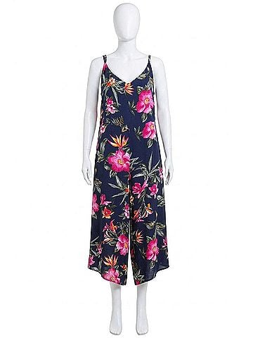 Umgee Blooming Beauty Floral Jumpsuit in Navy (view 1)