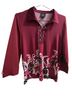 JM Collection Paisley Red Burgundy Long Sleeve Blouse Size S - photo 2