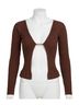 Astr Solid Brown Ribbed Open Front Sweater in Brown Size M - photo 1