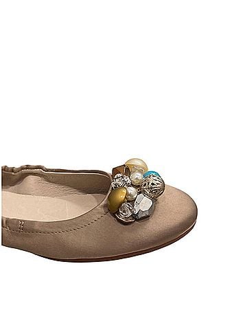 All Black Women's Ballet Shoes With Stones in Beige (view 2)