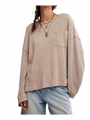 Free People Dawson Pocket Thermal Top in Smooth Stone (view 2)