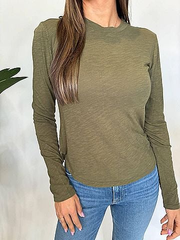 Bella Dahl Long Sleeve Crew Neck Tee in Italian Herb (view 2)