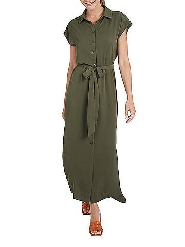 Love Token Maggie Shirt Dress in Olive (view 2)