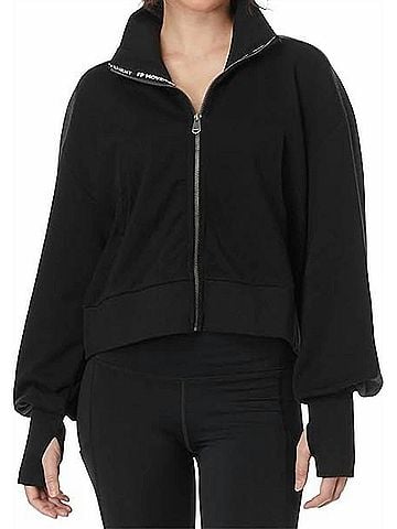 Free People High Jump Zip Up Jacket in Black (view 2)