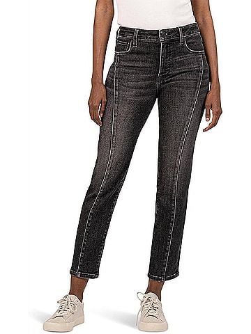 Kut from the Kloth Reese High Rise Ankle Straight Princess Jeans in Create (view 2)
