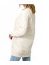 Mystree Solid White Quilted Long Bomber Jacket in Ivory Size M - photo 5