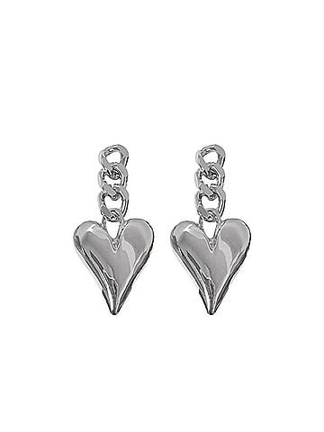 Videmus Omnia Metal Love Cuban Chain Heart Drop Earrings (view 1)