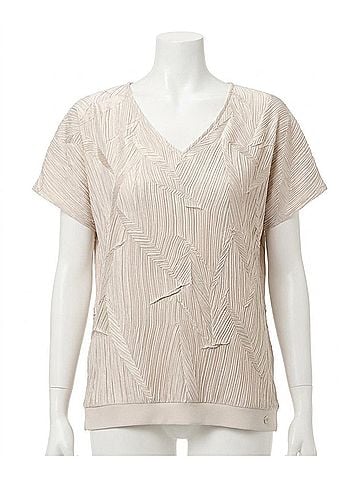 Joseph Ribkoff Pleated Boxy Top in Moonstone (view 1)