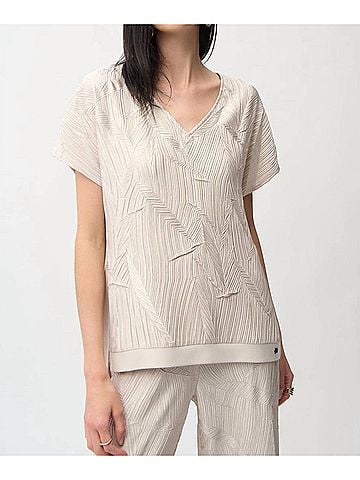 Joseph Ribkoff Pleated Boxy Top in Moonstone (view 2)
