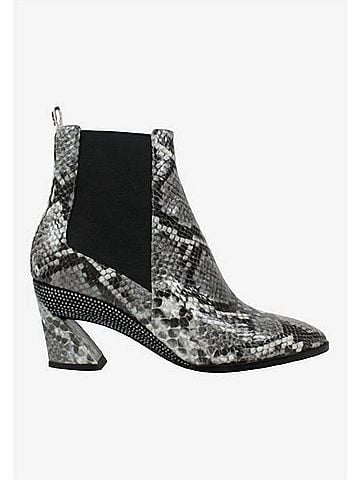 J. Renee Women's Carlee Almond Toe Booties in Black/White Snake Print (view 1)
